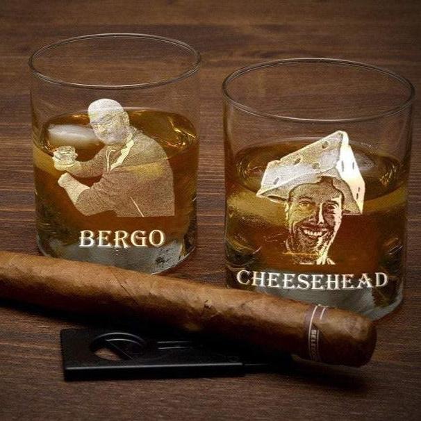 whiskey glass with engraved photo