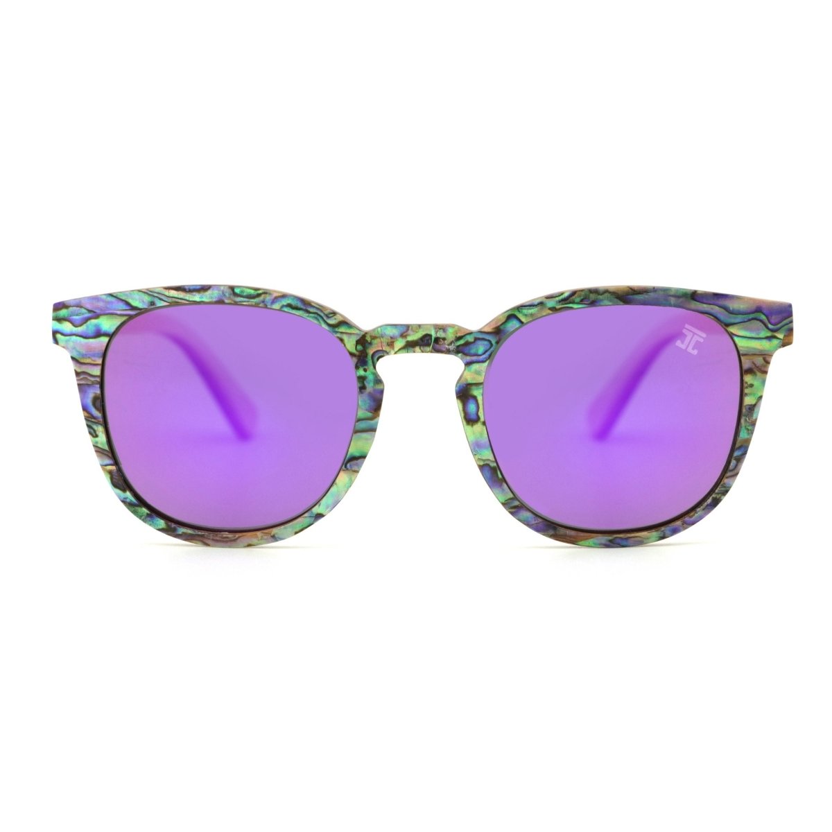 Wooden Sunglasses AquaWave, Square | Abalone by Groovy Groomsmen Gifts
