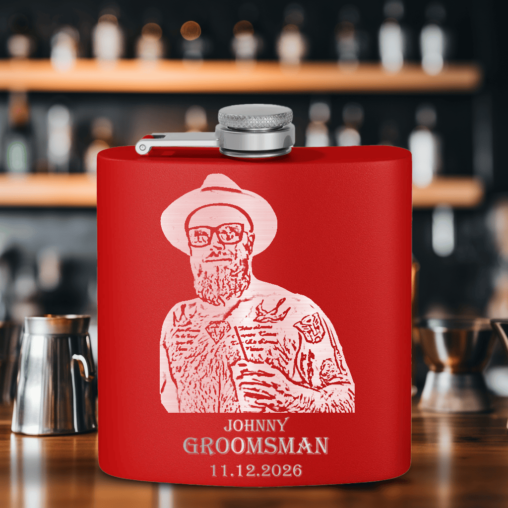Black Groomsman Flask With Custom Groomsman Design