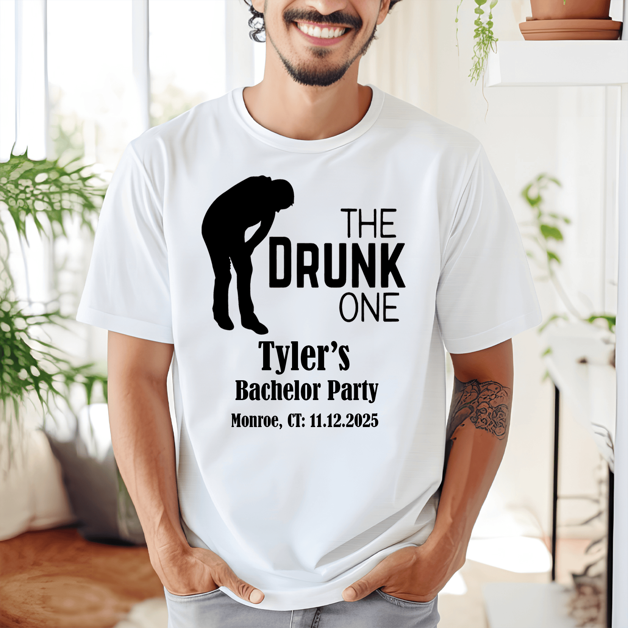 Grey Mens T-Shirt With The Drunk One Design