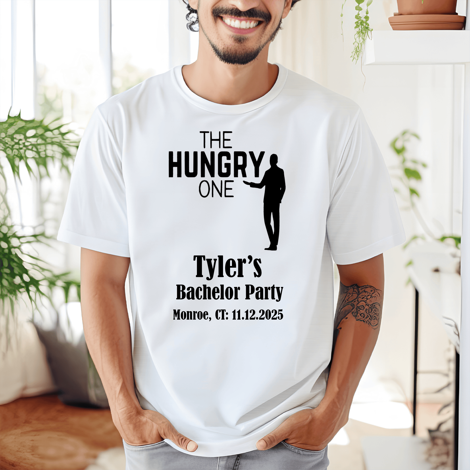 Light Blue Mens T-Shirt With The Hungry One Design