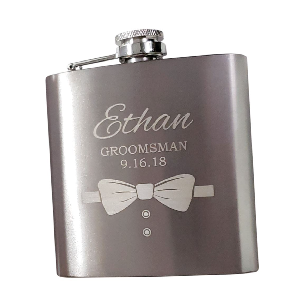 silver tuxedo groomsman flask