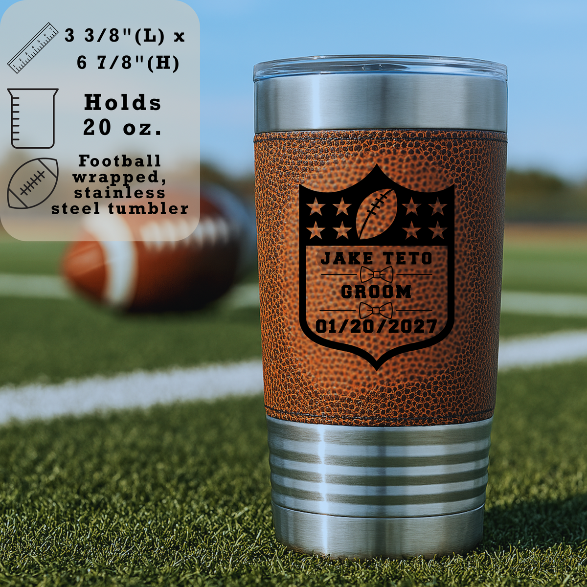 Personalized Groomsman Football Tumbler