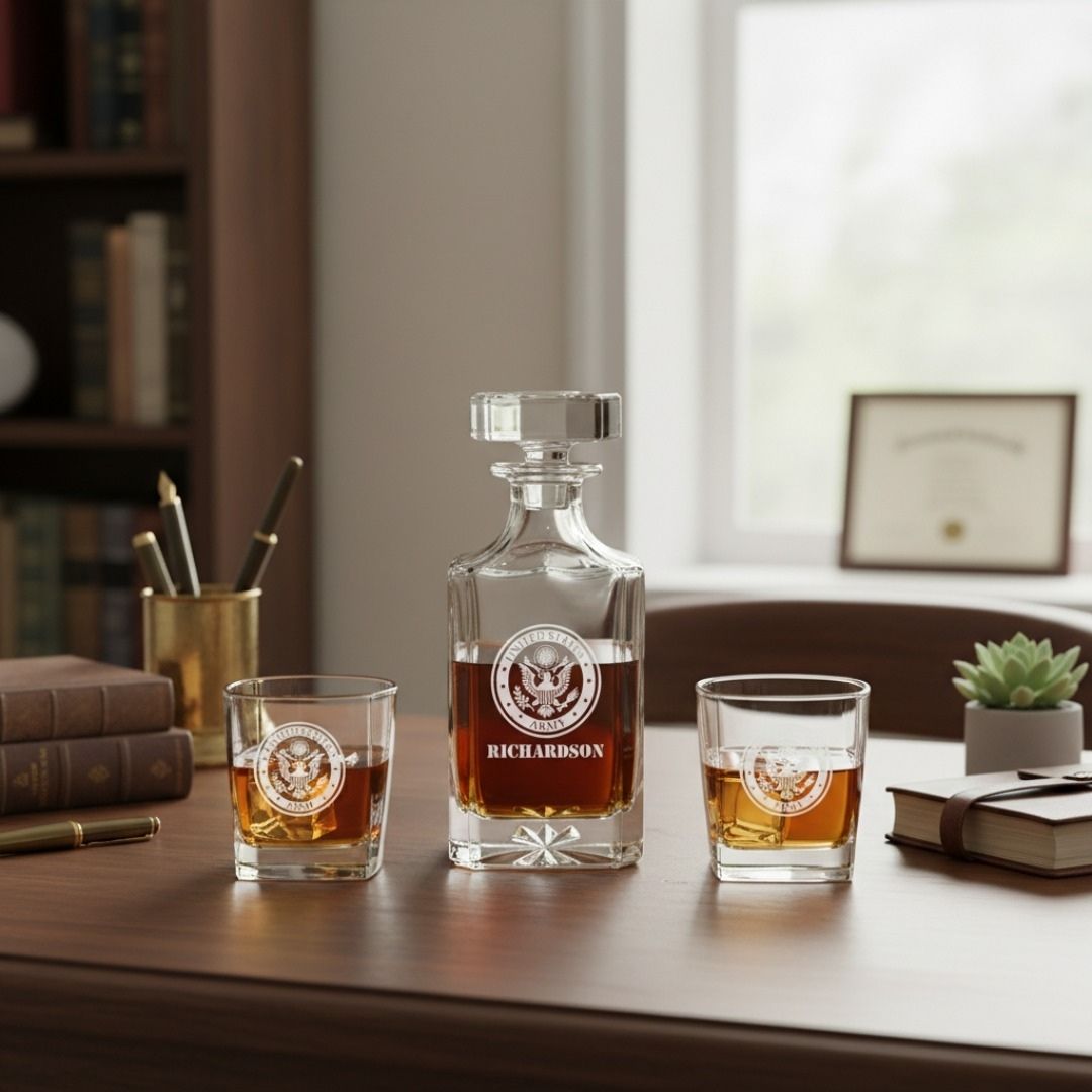 Military Whiskey Decanter Set