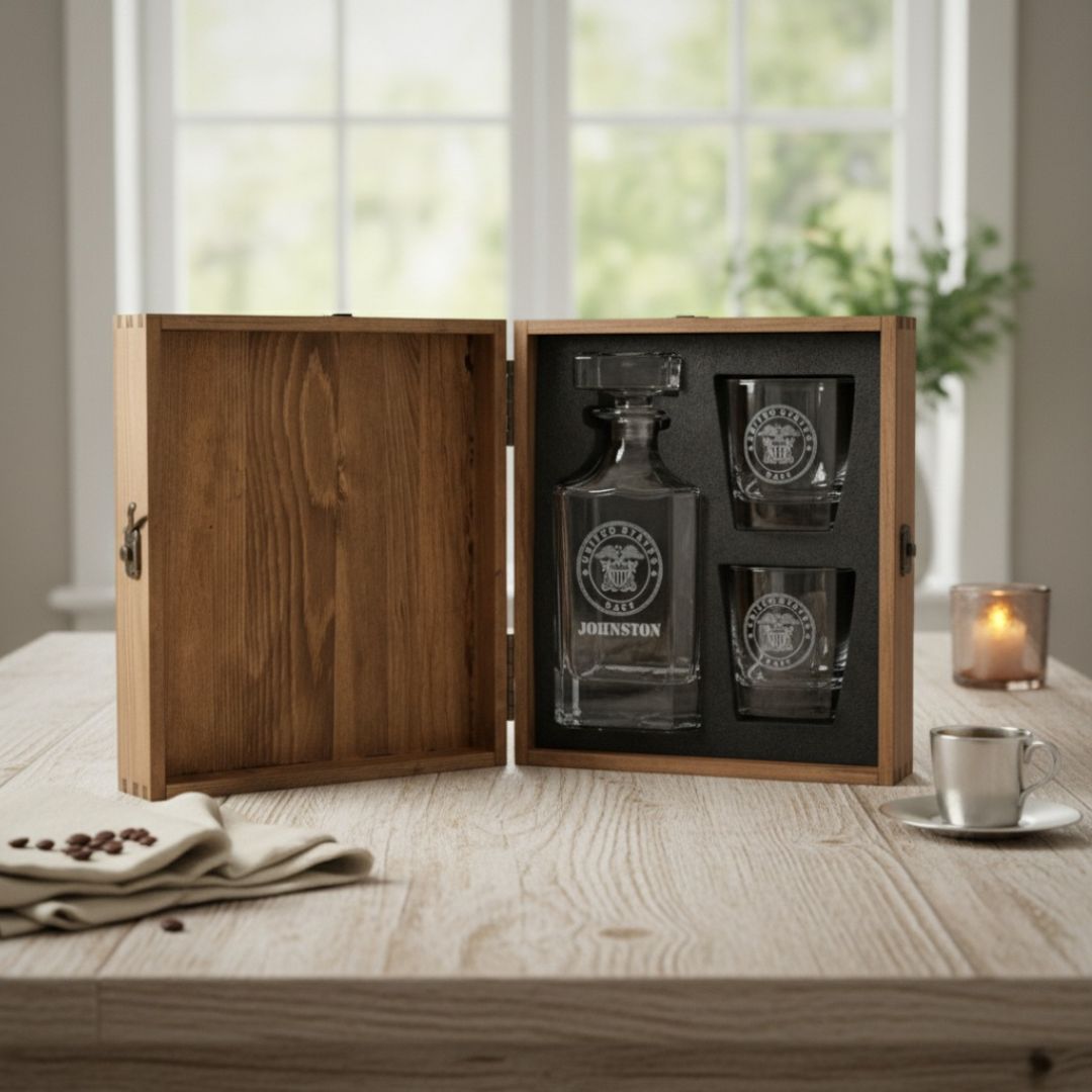 Military Whiskey Decanter Set