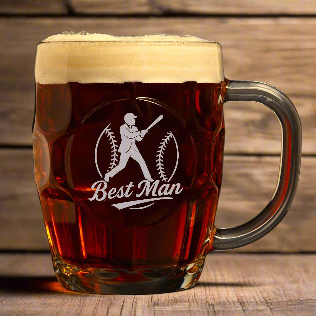 Beer mug with &#39;Best Man&#39; engraving on a white background