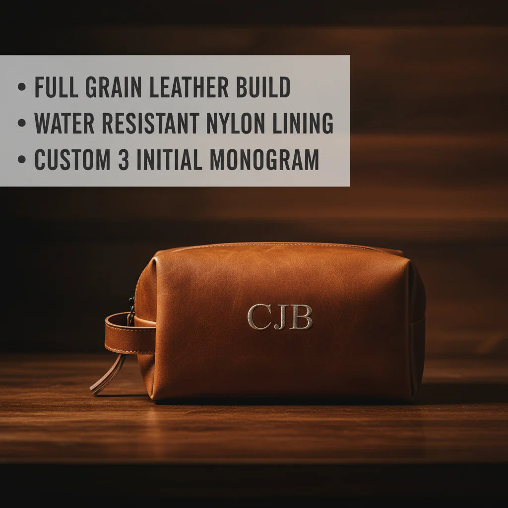 Monogrammed Leather Dopp Kit