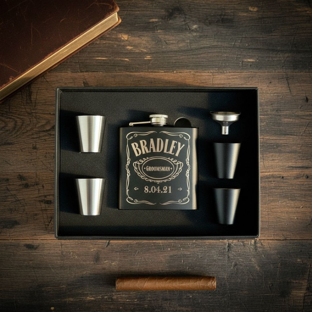 Custom Groomsmen Flask Set
