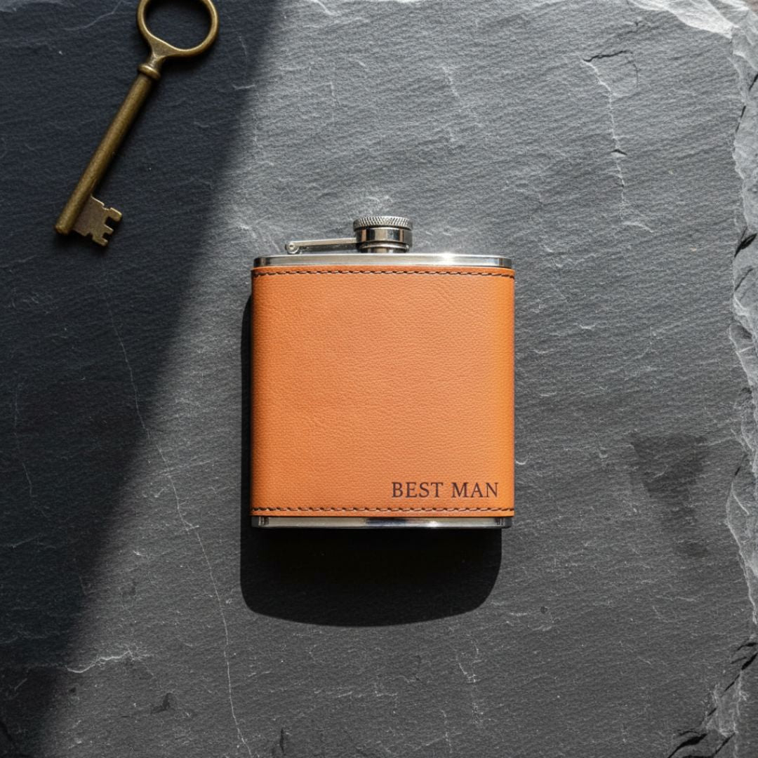 Leather Flask Gift Set