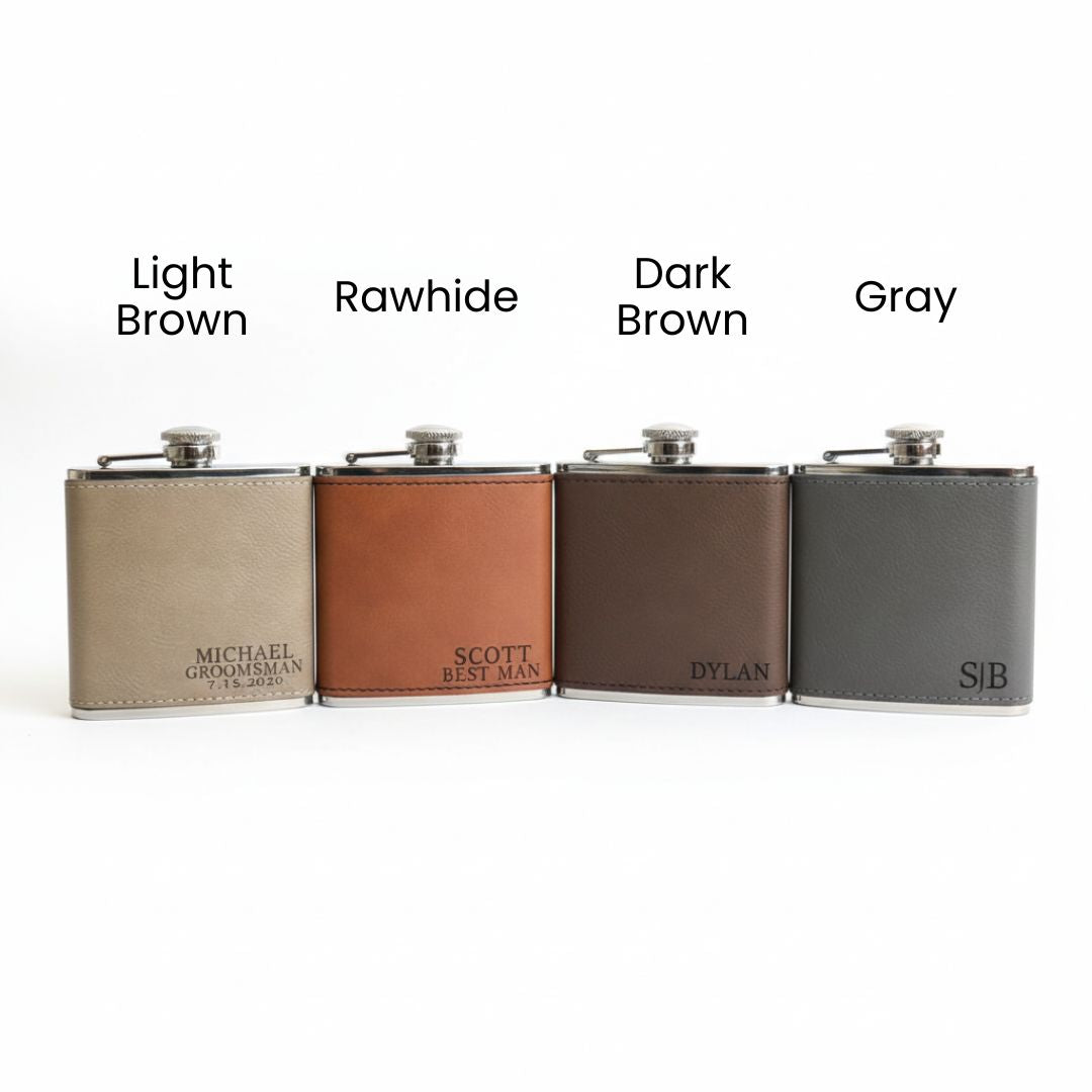 Leather Flask Gift Set
