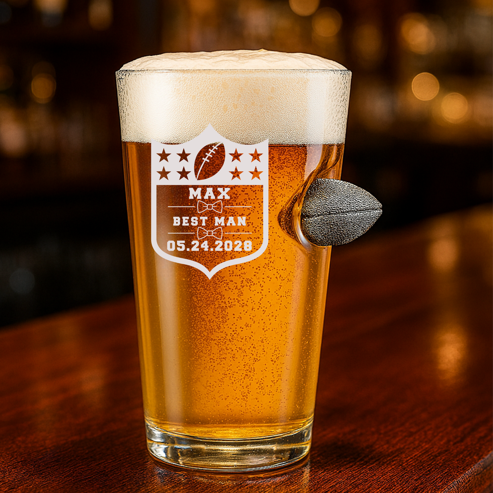 Groomsmen Football Draft Pint Glass