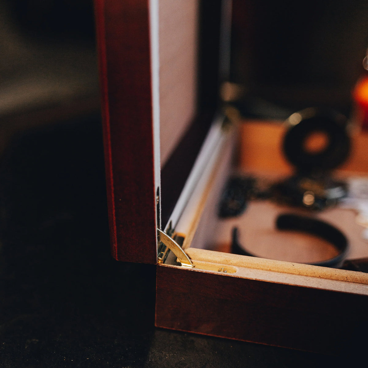 Custom wooden keepsake box for groom with engraved names, date, coordinates, and heartfelt message