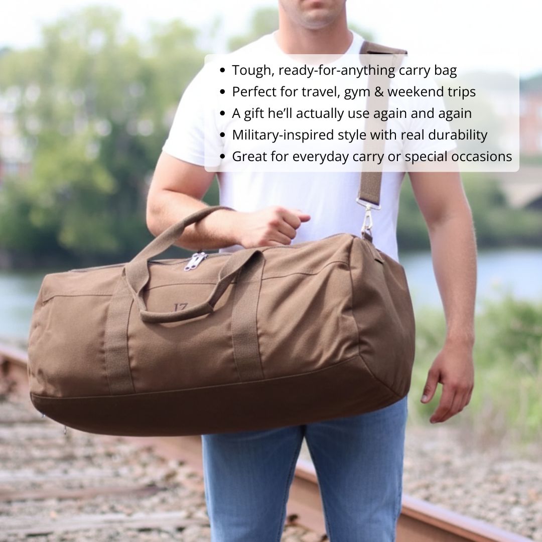 carrying around travel bag for men Personalized Military Duffle Bag | Canvas Travel Bag for Men