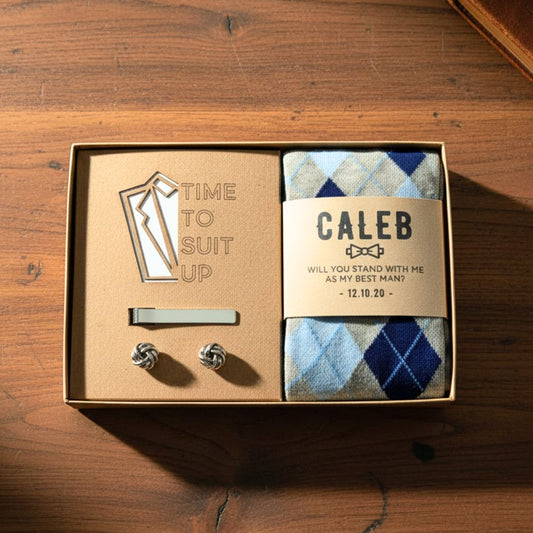 Groomsmen Socks Suit Up Groomsmen Proposal Set by Groovy Groomsmen Gifts
