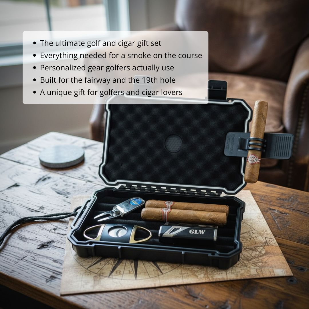 Golf Cigar Travel Case with Accessories