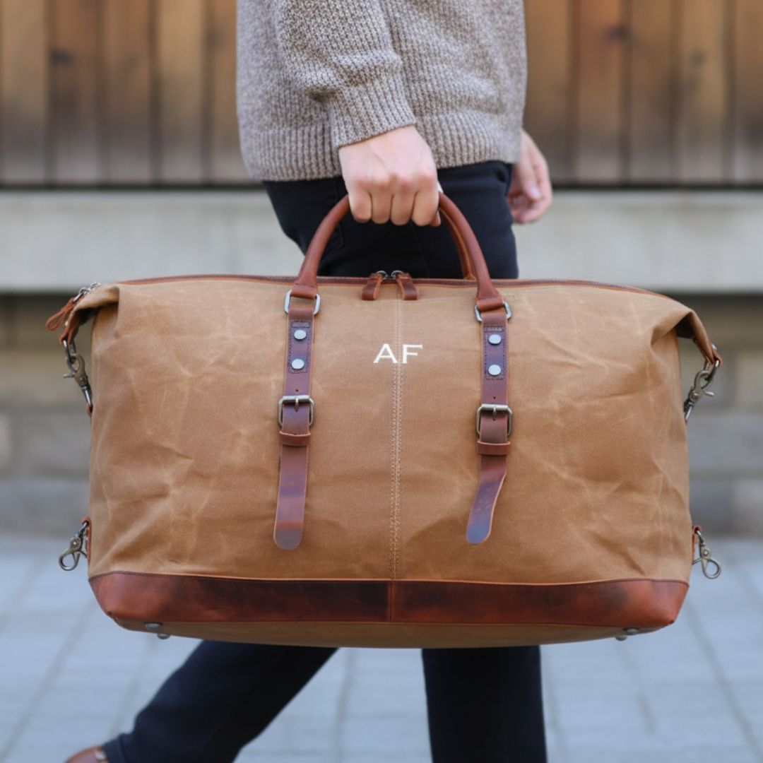 Heritage Hauler Monogrammed Waxed Canvas Bag