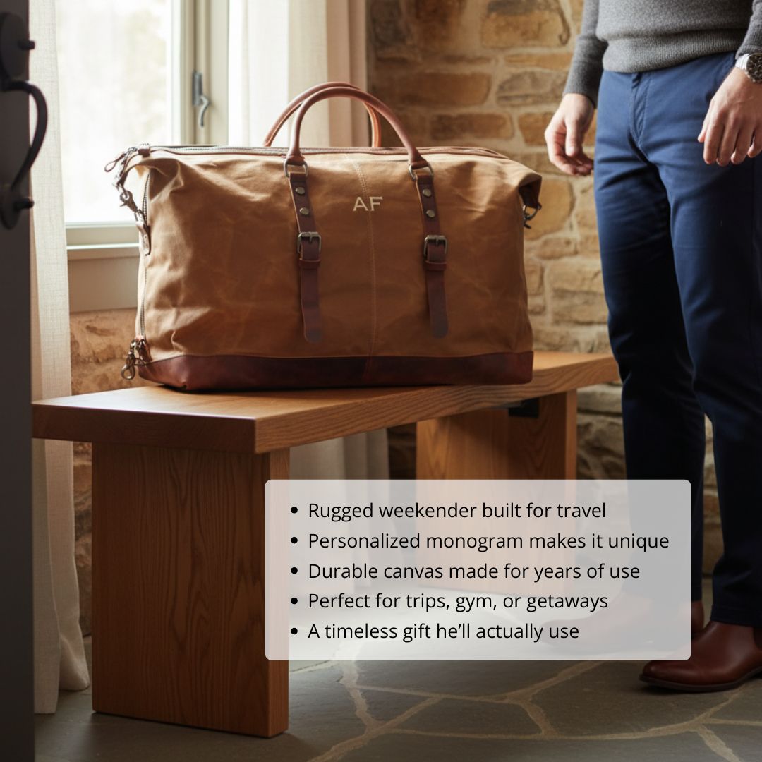 Heritage Hauler Monogrammed Waxed Canvas Bag