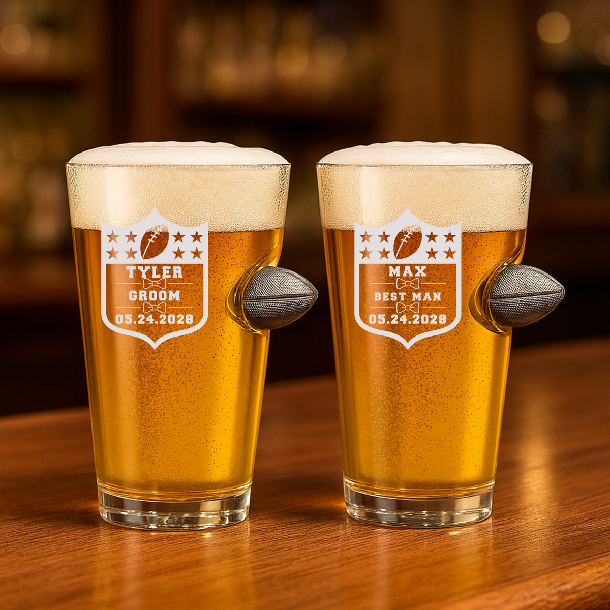 Groomsmen Football Draft Pint Glass