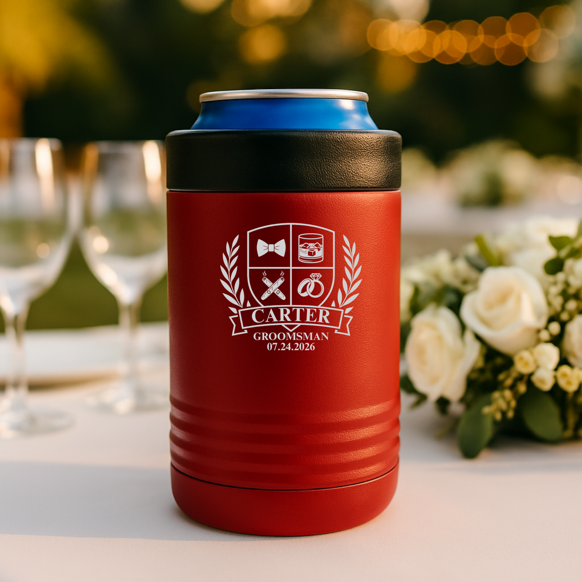 Wedding Party Crest Koozie