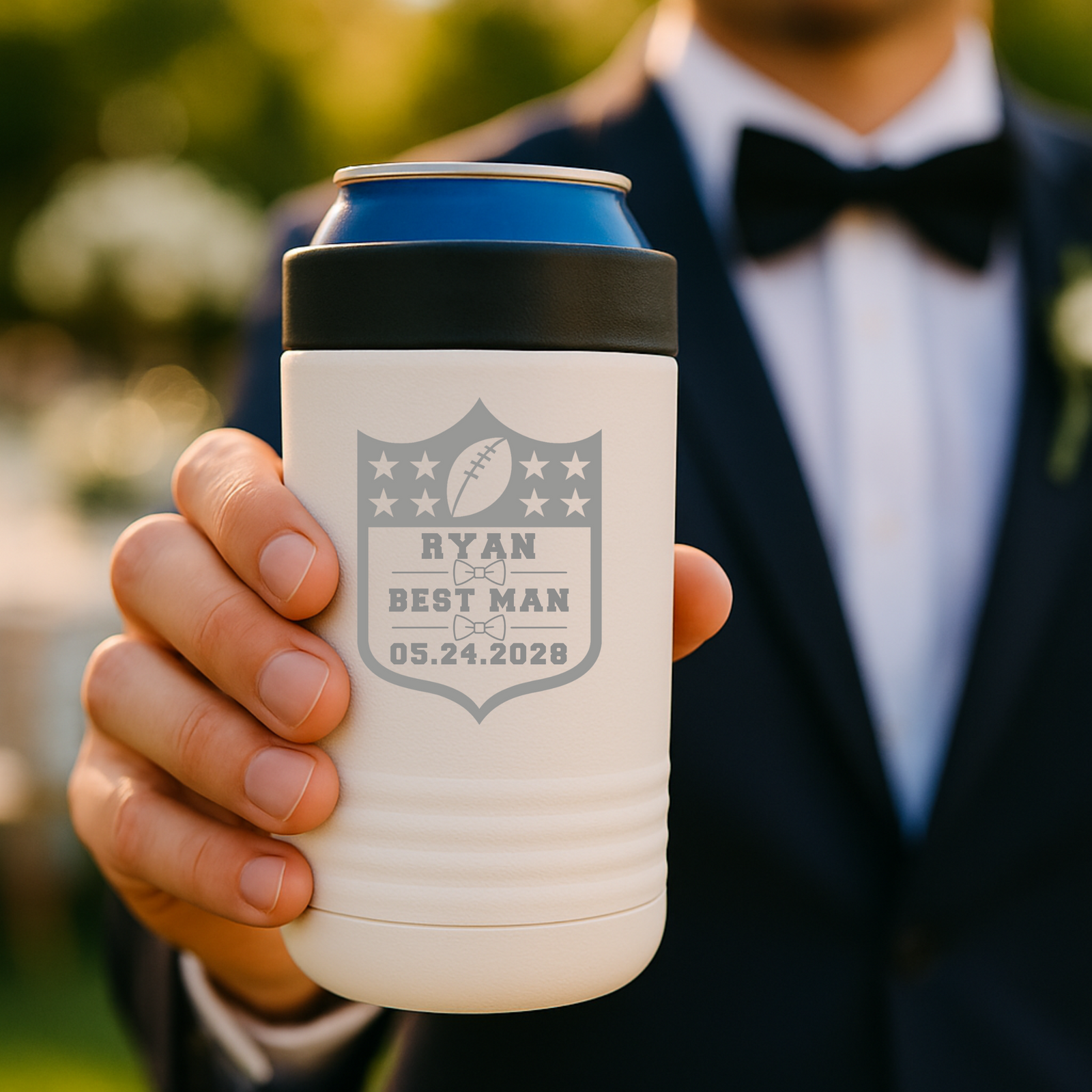 Groomsmen Football Can Cooler