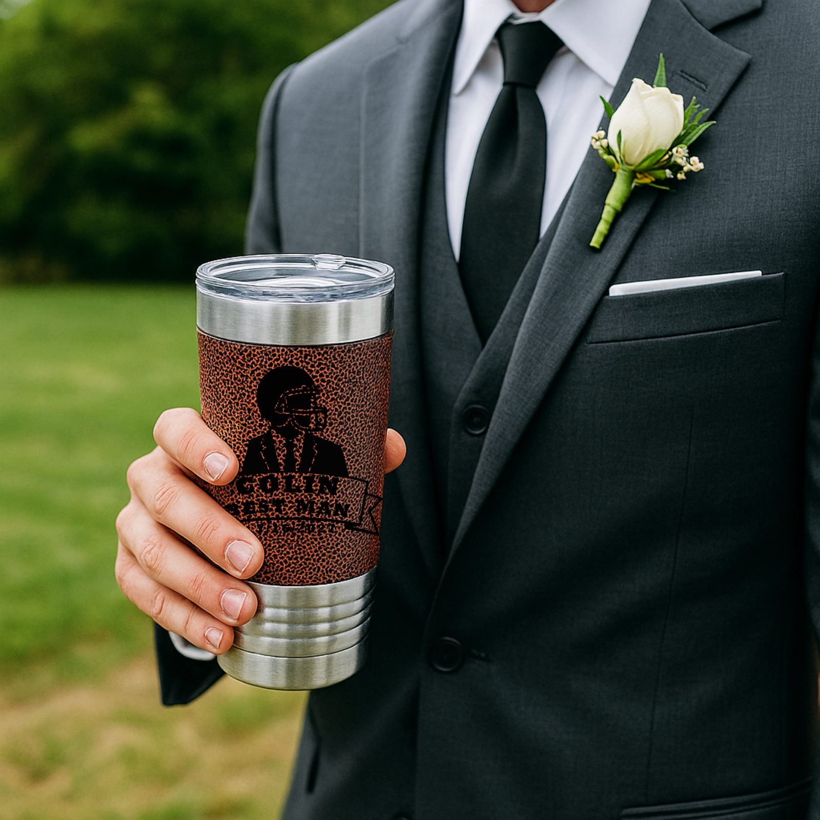 Grooms Crew Football Tumbler