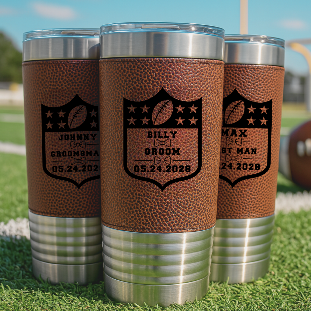 Personalized Groomsman Football Tumbler