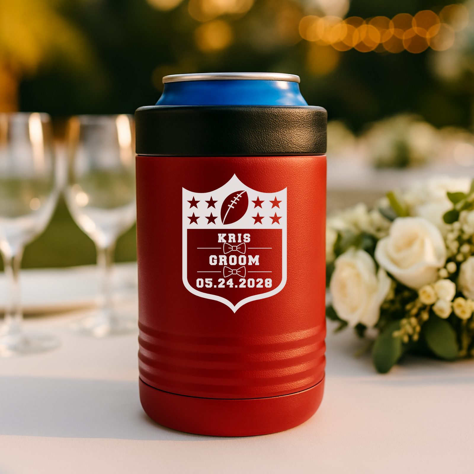 Groomsmen Football Can Cooler