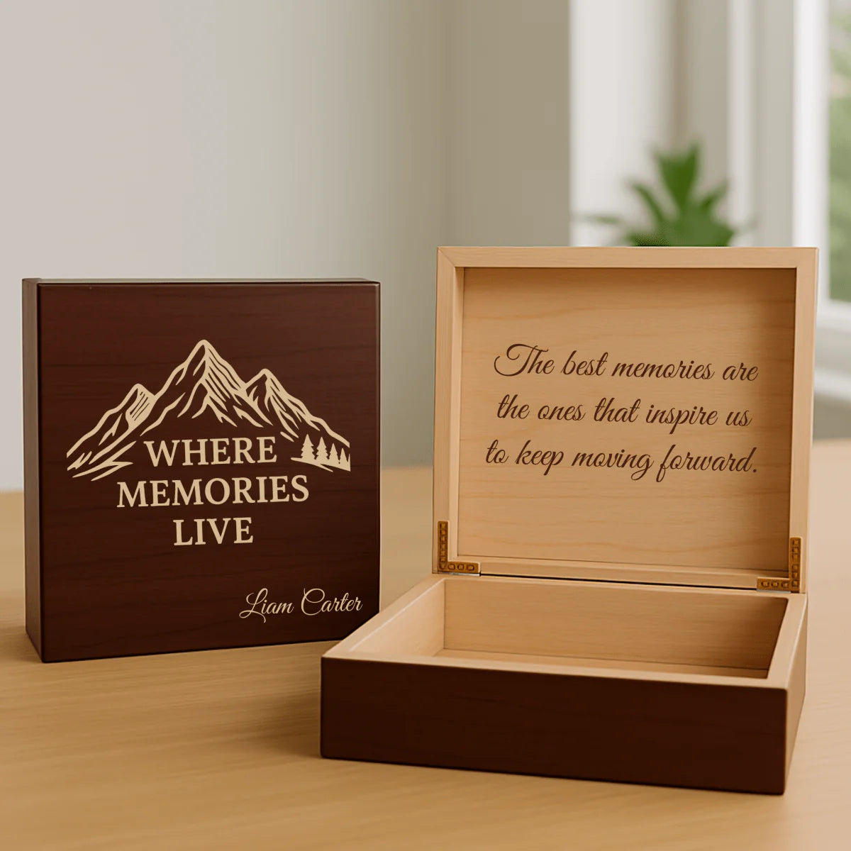 Wooden Memory Keepsake Box with Custom Engraving – Personalized Gift for Men