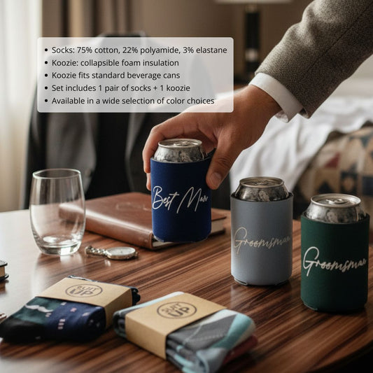 Groomsman Socks & Can Cooler Set