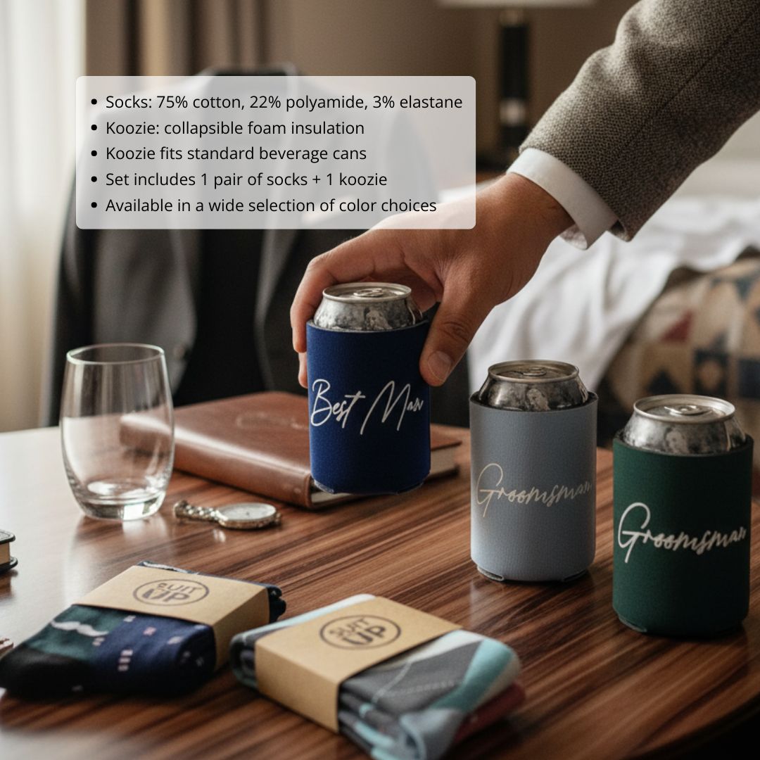Groomsman Socks &amp; Can Cooler Set