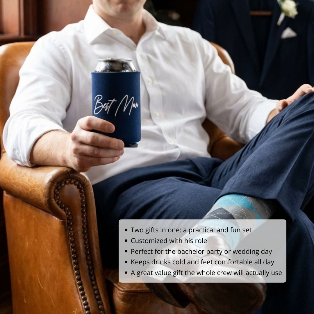 Groomsman Socks &amp; Can Cooler Set