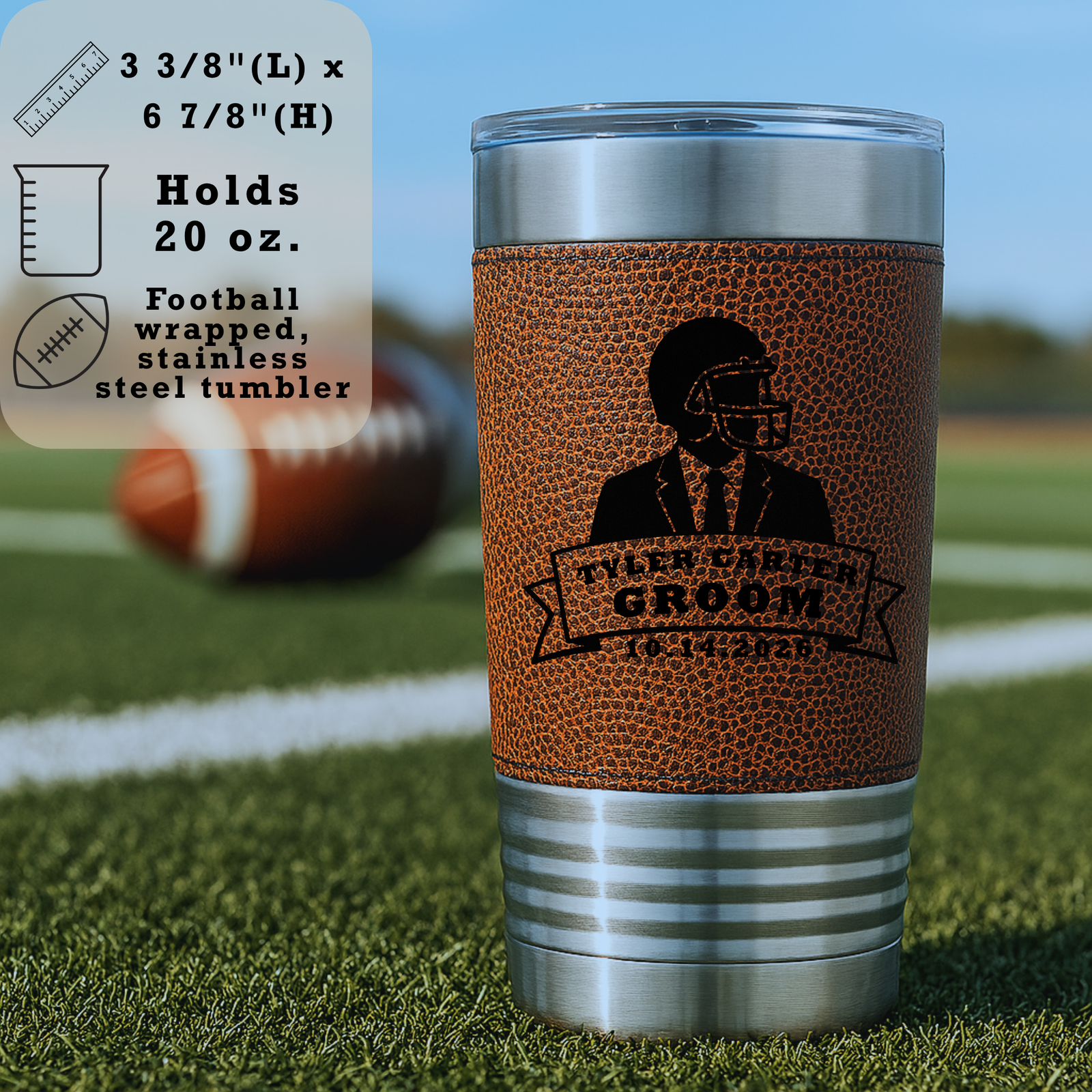 Grooms Crew Football Tumbler