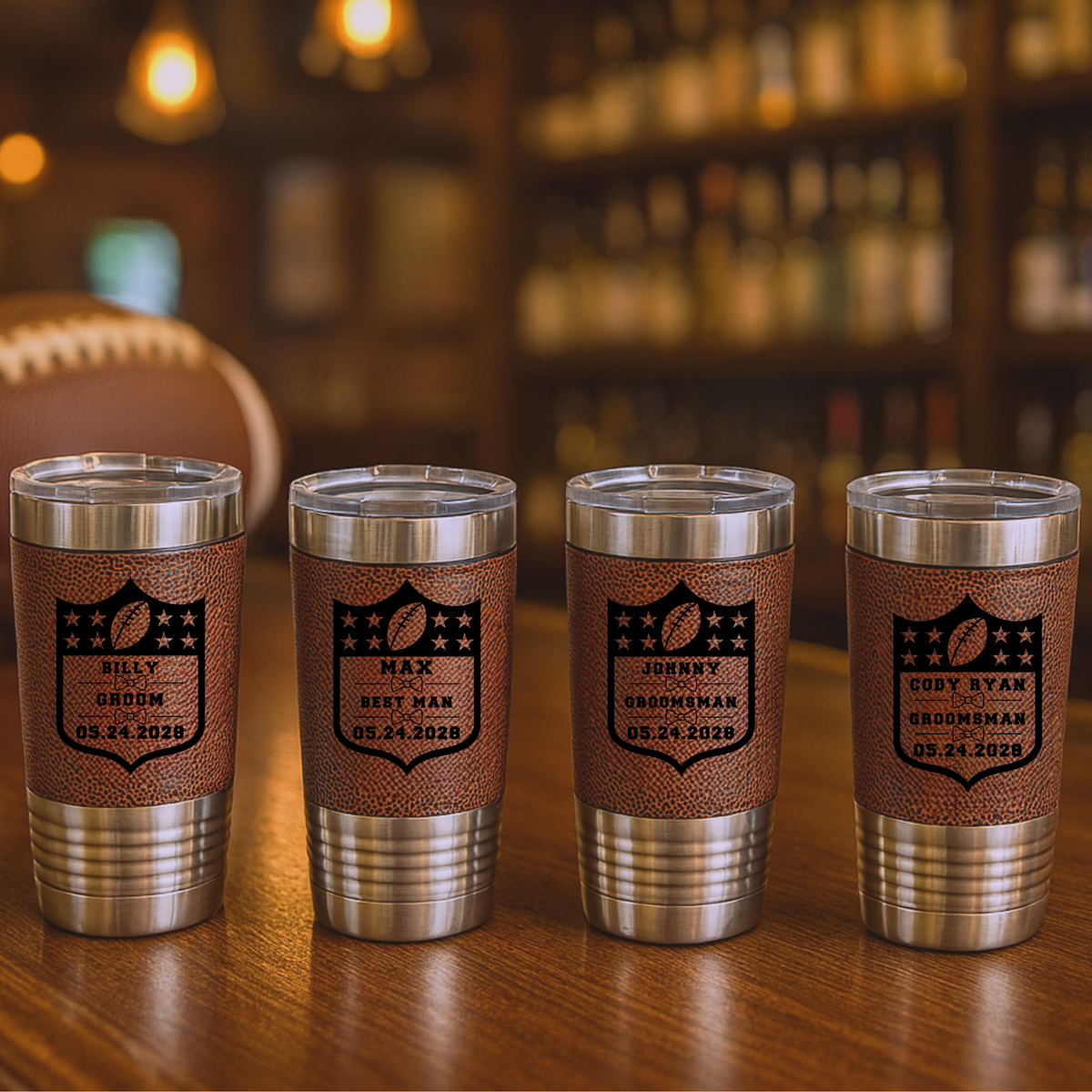 Personalized Groomsman Football Tumbler