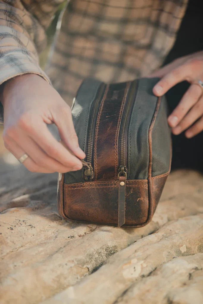 Unique Personalized Canvas Dopp Bag Customized Toiletry Bag Gifts for Men by Groovy Guy