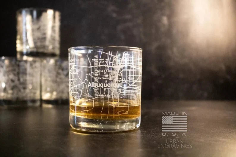 Unique Personalized City Map Rocks Glass Customized Whiskey Glass Gifts for Men by Groovy Guy