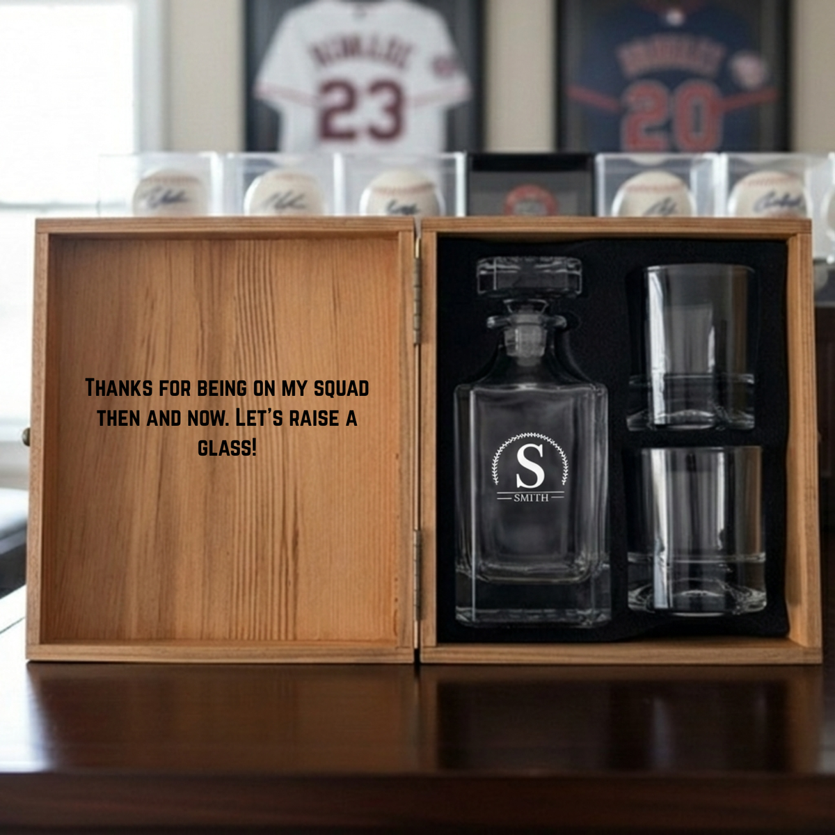Personalized Baseball Decanter Set