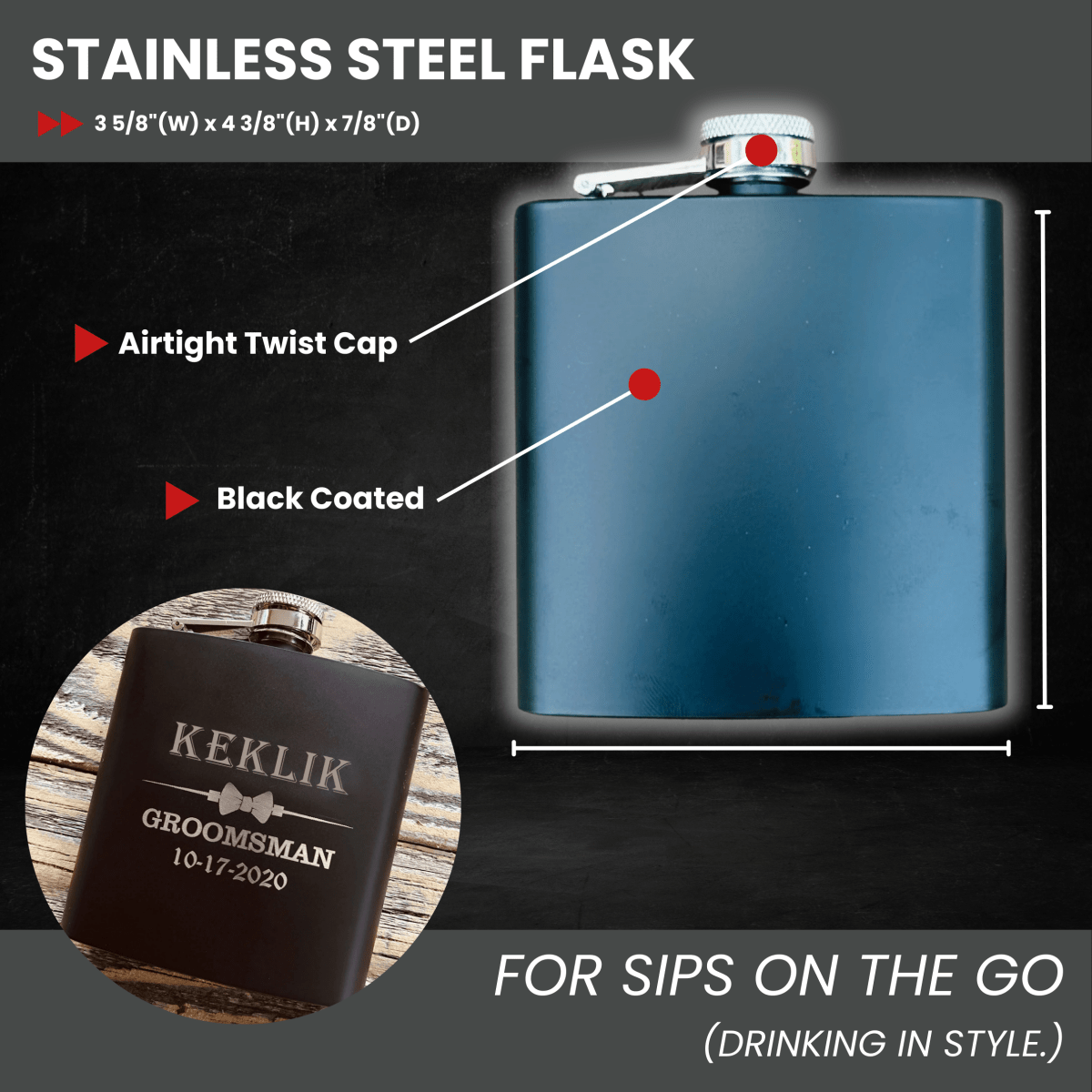 Unique Personalized Custom Flasks for Groomsmen Customized Groomsmen Gifts Gifts for Men by Groovy Guy