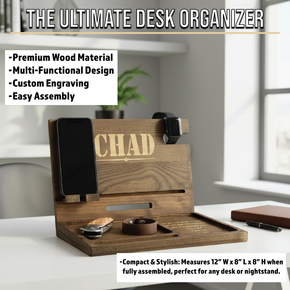 Nightstand Organizer with Custom Message