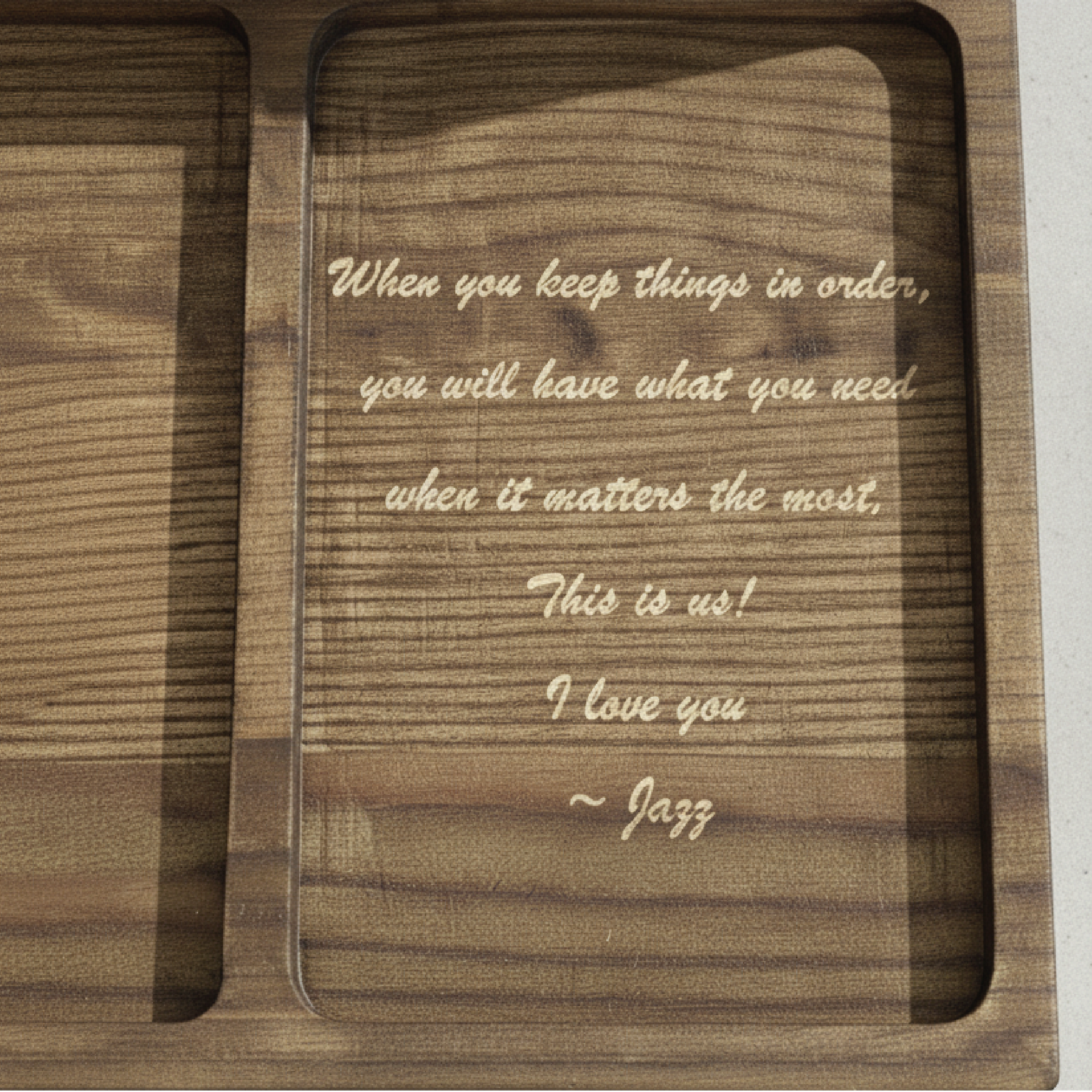 Nightstand Organizer with Custom Message