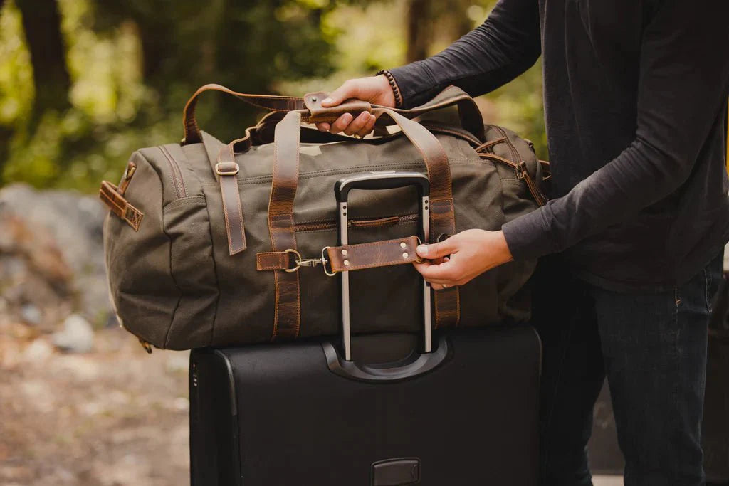 Unique Personalized Camping Canvas Duffel Customized Duffle Bag Gifts for Men by Groovy Guy