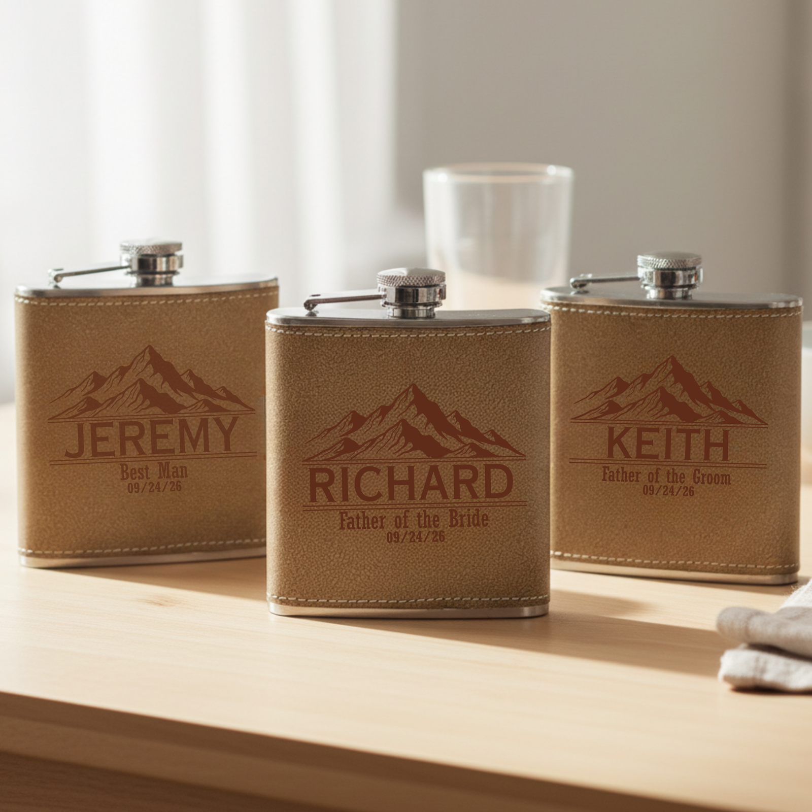 Leather Wrapped Groomsmen Flask