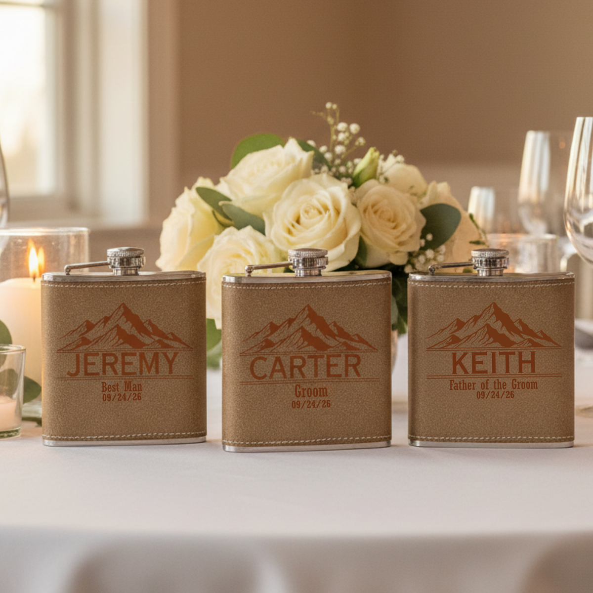 Leather Wrapped Groomsmen Flask