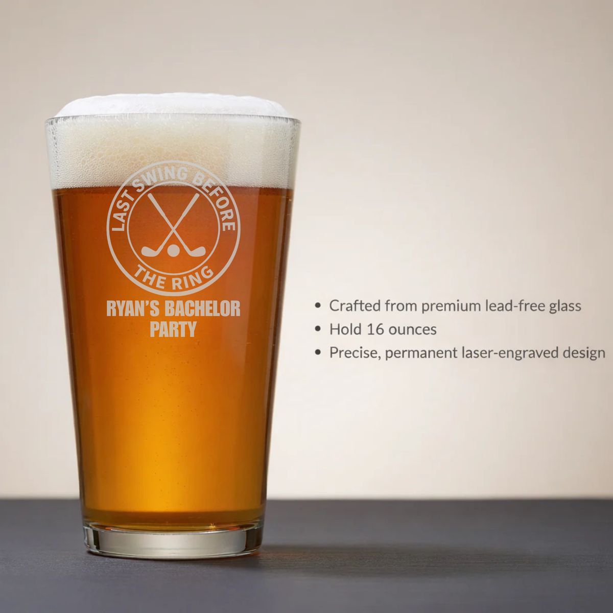 Last Swing Bachelor Pint Glass