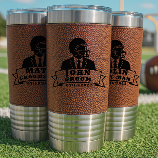 Grooms Crew Football Tumbler