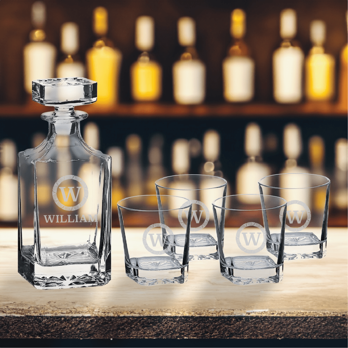 Unique Personalized Royal Pour : Decanter &amp; Whiskey Glass Set Customized Whiskey Glass Set Gifts for Men by Groovy Guy