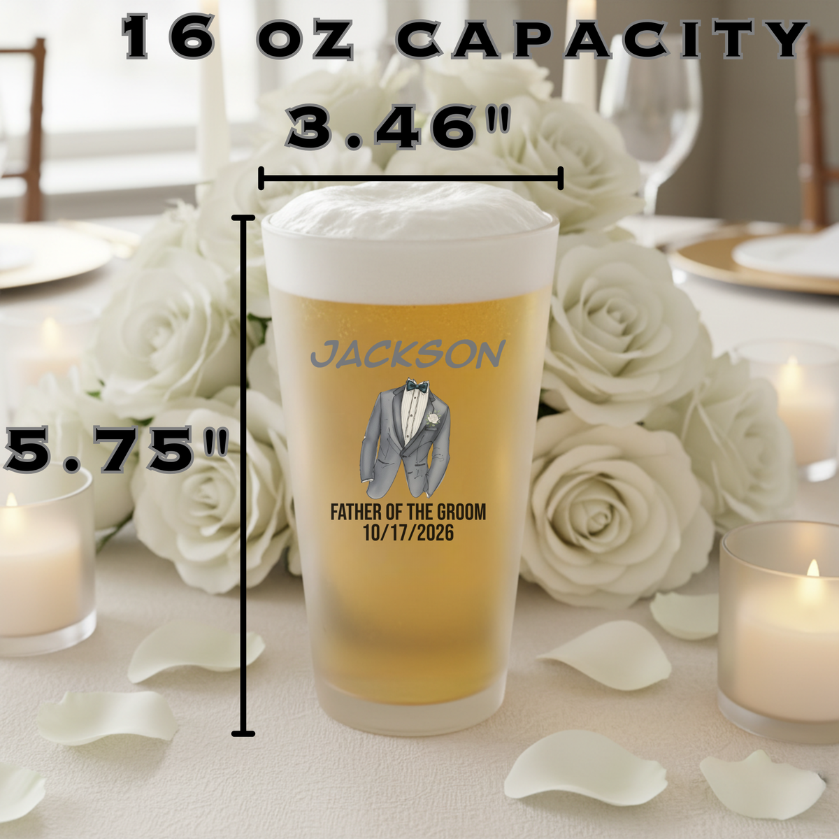 Suit Up Frosted Pint Glass