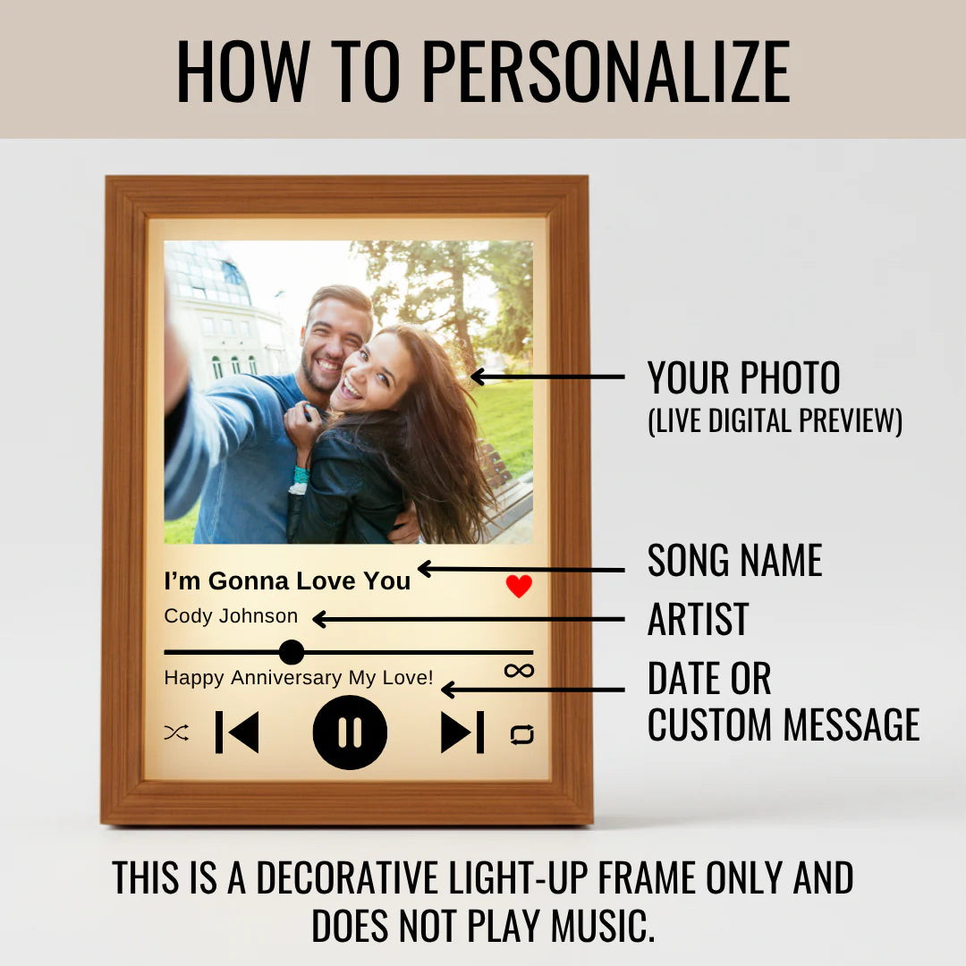 Personalized Couple's Song Photo Frame - Groovy Groomsmen Gifts