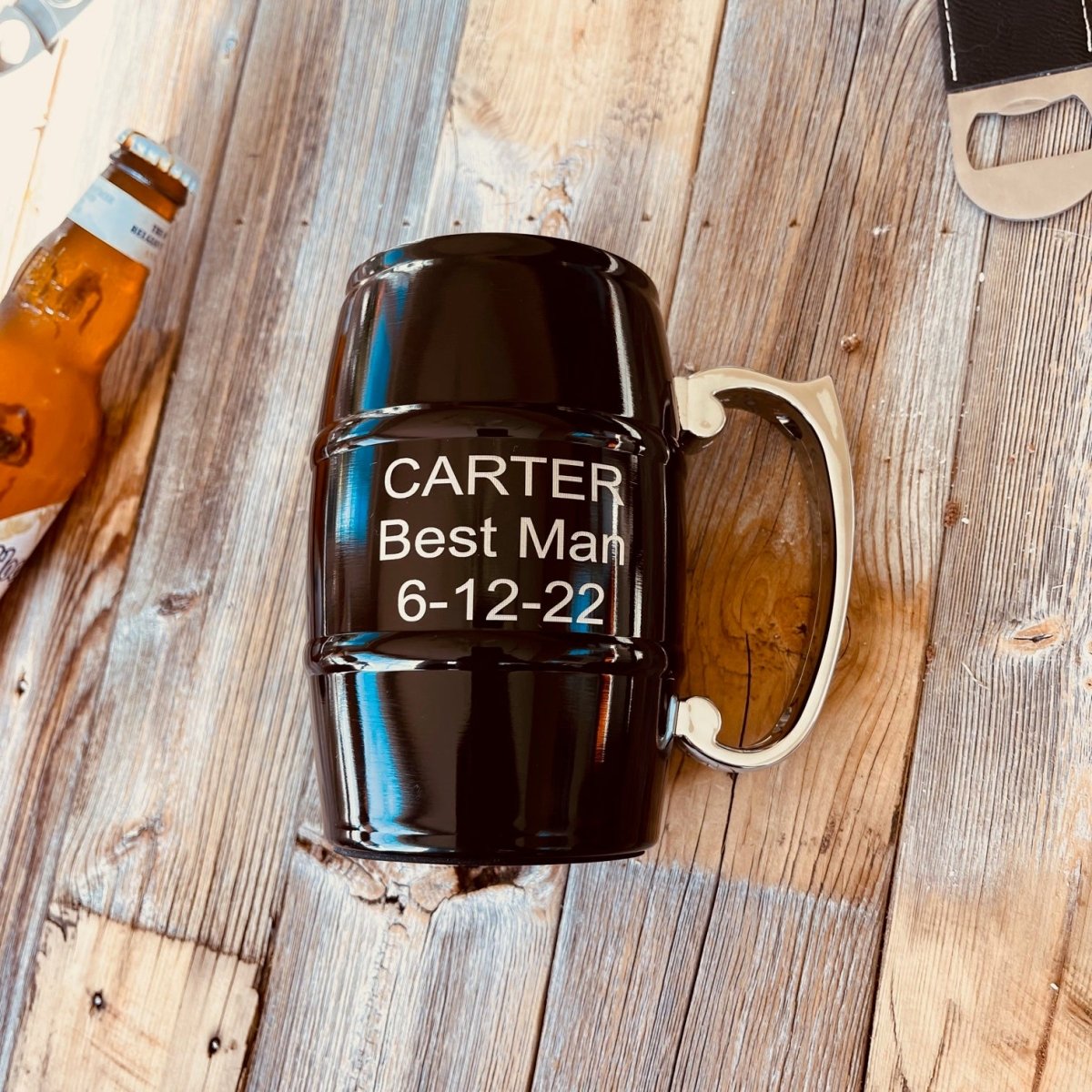 Unique Personalized Stainless Steel Personalized Beer Mug | Groomsmen and Best Man Gift Customized Bar Gifts for Men by Groovy Guy