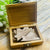 Personalized wooden puzzle heart set with custom romantic quotes and names, crafted from walnut-finished plywood, housed in a high-quality wooden box – perfect for anniversaries, Valentine’s Day, or weddings.