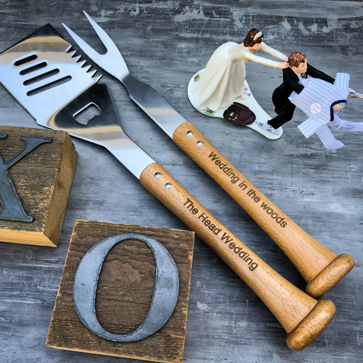 Unique Personalized Turn - Two Grill Tool Set Customized Baseball Gifts for Men by Groovy Guy